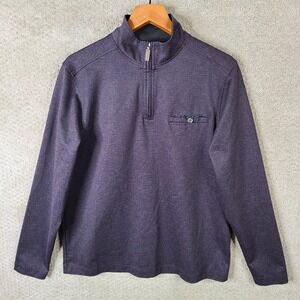 Age Of Wisdom Sweater Mens Medium Purple 1/4 Zip Mock Neck Polyester‎ Stretch